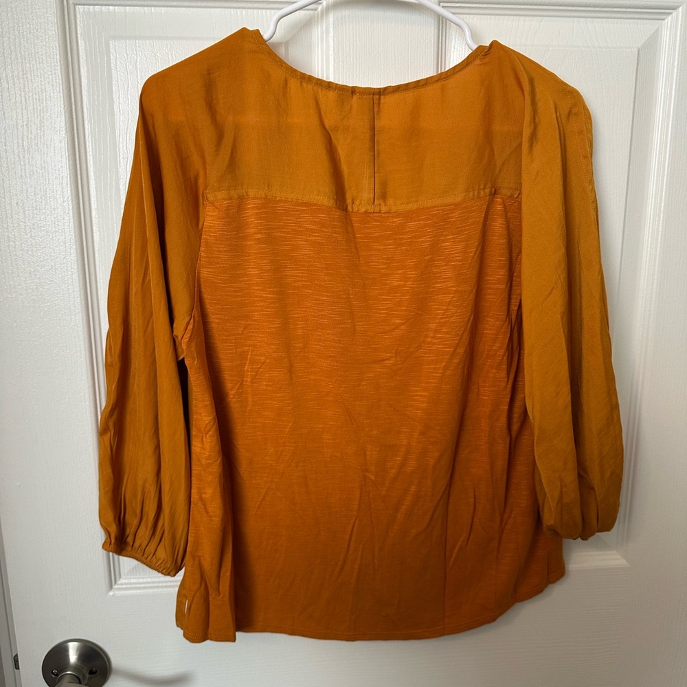 Women's Mustard Embroidered Top - Picture 3 of 6